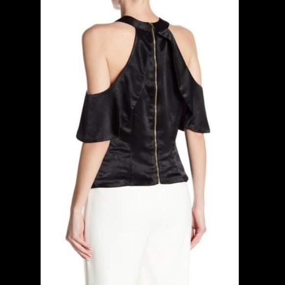 NWT NANETTE Lepore Satin Cold Shoulder Blouse - Picture 2 of 11